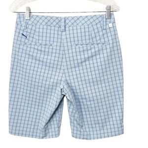 Puma Dry Cell Plaid Shorts 2 Womens New With Tags Golf Tennis Blue UPF40 Stretch